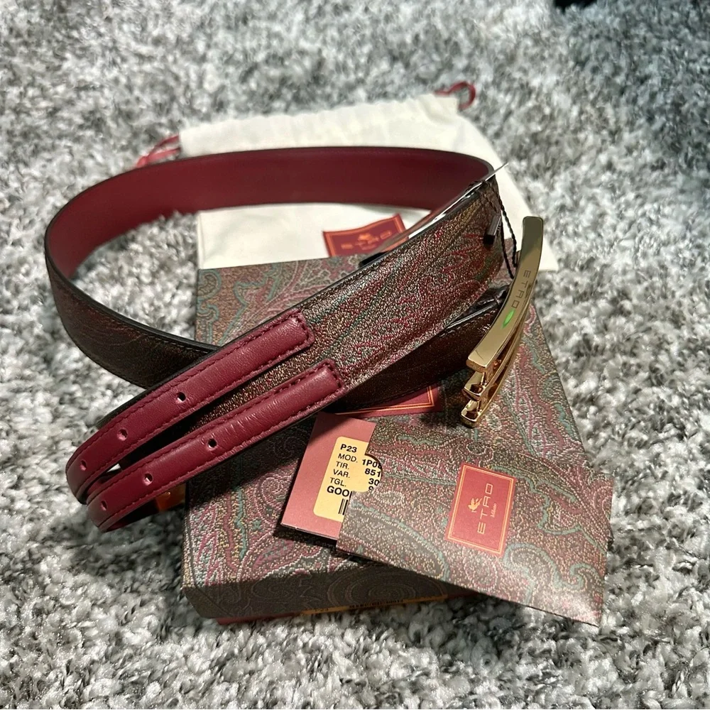 NWT ETRO Mixed-Media Belt With Golden Hardware - Size: 90cm/36in (L) (8/10)